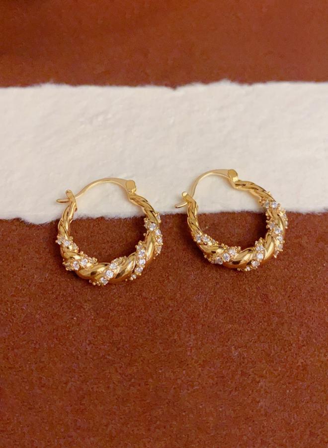 Take Two Contrast Rhinestone Embellished Hoop Earrings - Image 4