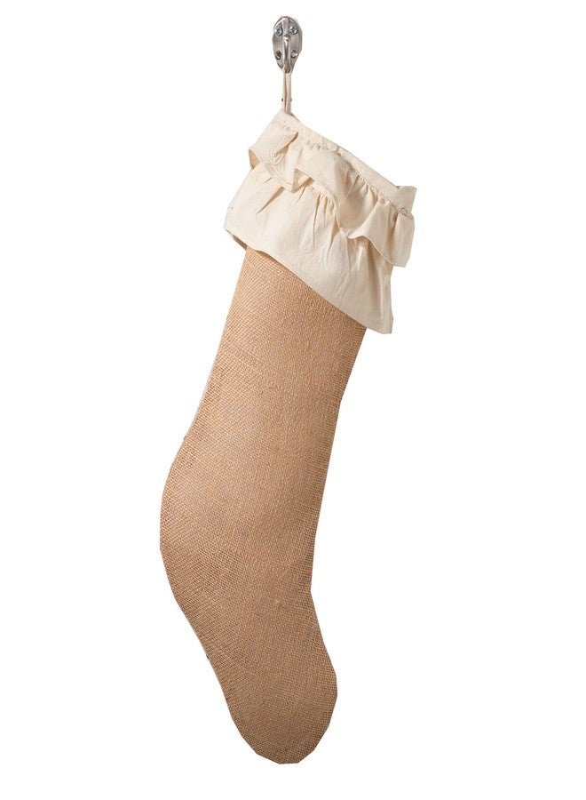 Fennco Styles Sidonia Cotton and Jute Ruffled Holiday Decor Christmas Stocking 13"x19", 1 Pack - Image 1