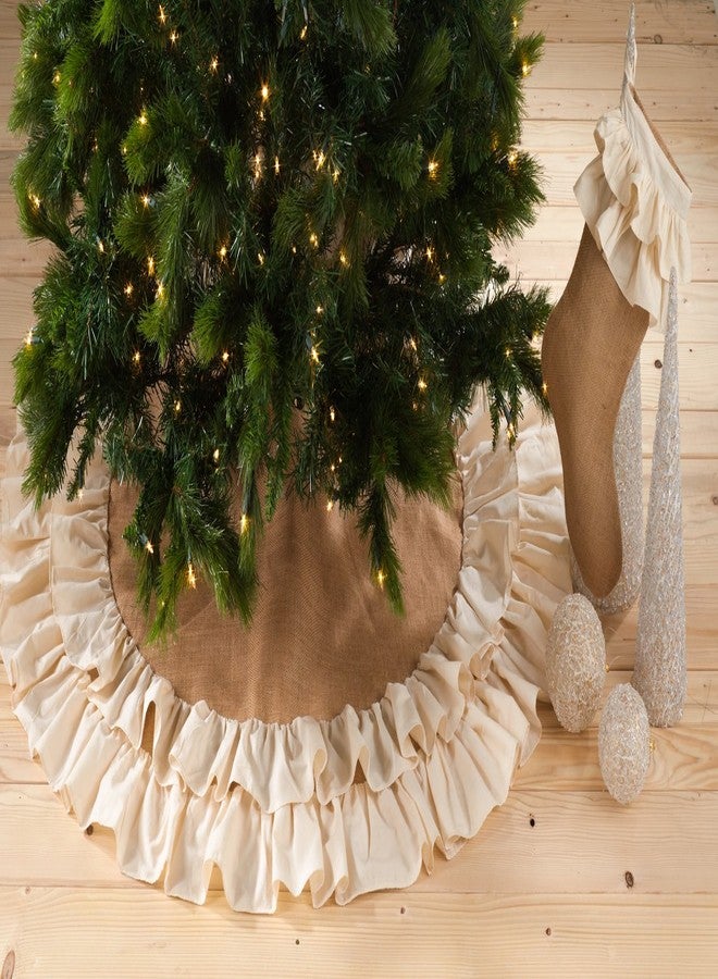 Fennco Styles Sidonia Cotton and Jute Ruffled Holiday Decor Christmas Stocking 13"x19", 1 Pack - Image 2