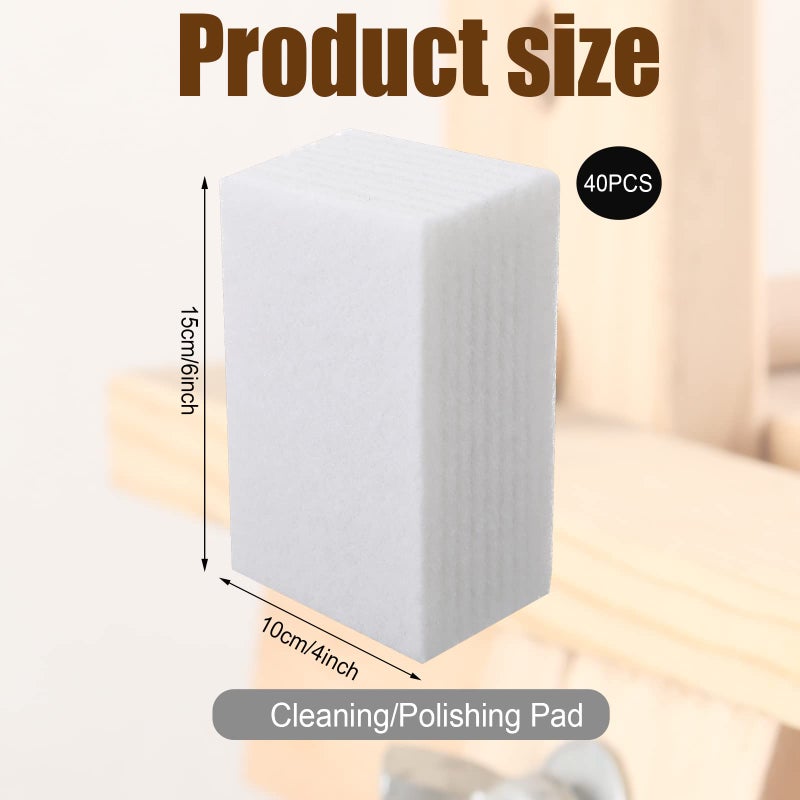 Hoolerry 40 Pcs Non Woven Pads Light Duty Scouring Pad Non Scratch Abrasive Hand Pads Multipurpose Scouring Sponge Multi Surface Scrubber Pads for Cleaning Polishing Home Workshop (White,4 x 6 Inch) - Image 2