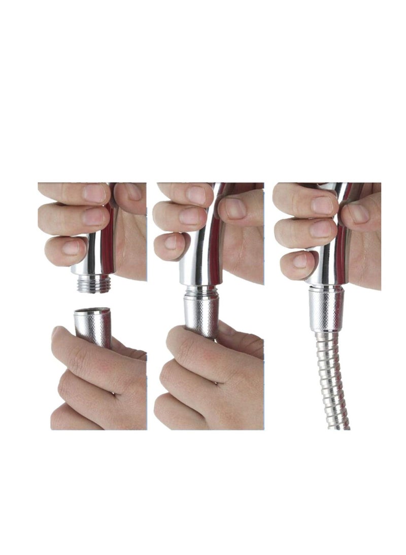 erorex 3Pcs Shower Head Set Detachable Adjustable Stainless Steel Sprayer Shattaf with Stretchable Hose Bracket - Image 2