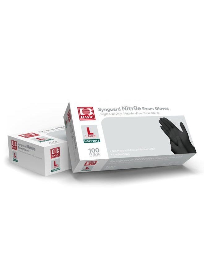 INTCO Basic Black Nitrile Medical Exam Gloves, Latex-Free & Powder Free - NGPF 1046 (Case of 1,000), Large - Image 2
