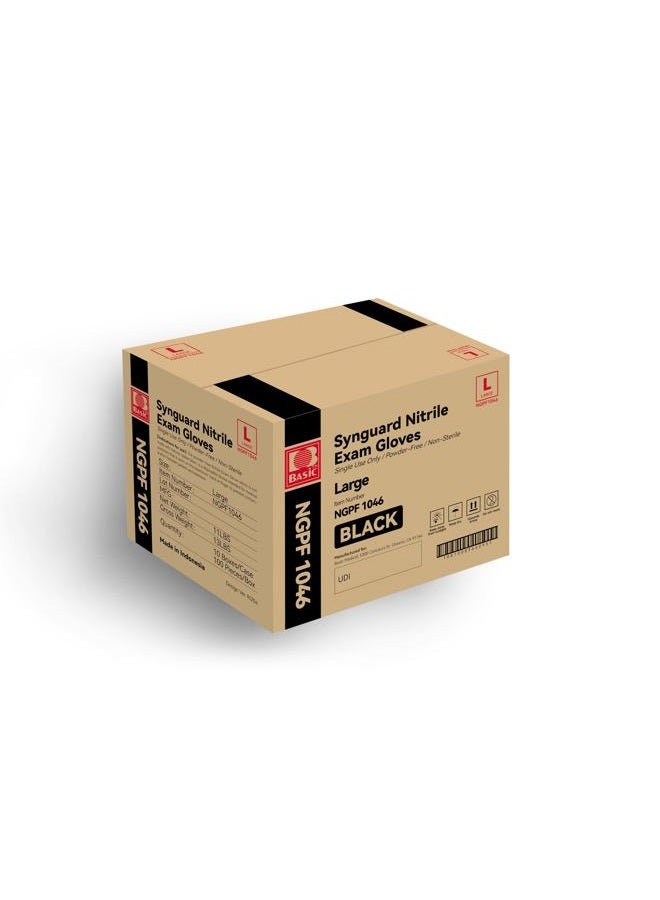 INTCO Basic Black Nitrile Medical Exam Gloves, Latex-Free & Powder Free - NGPF 1046 (Case of 1,000), Large - Image 1