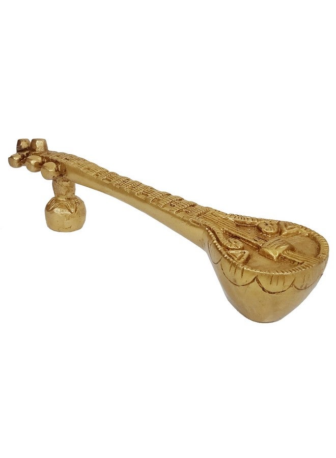 Purpledip Brass Door Handle 'Sitar': Indian Classical Musical Instrument Design Grip For Door, Window Or Cupboard (10814)
