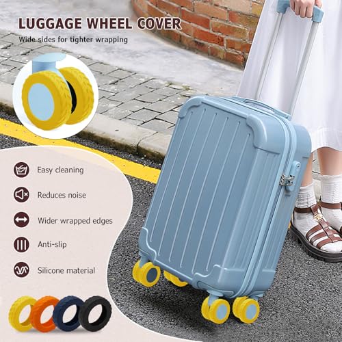 XYOFUN Luggage Wheel Covers - Upgraded 8-Pack Anti Dust & Scratch Noise Reduction Carry On/Travel Suitcase Wheel Protector - For 2-2.4" wheels - Yellow - Image 3