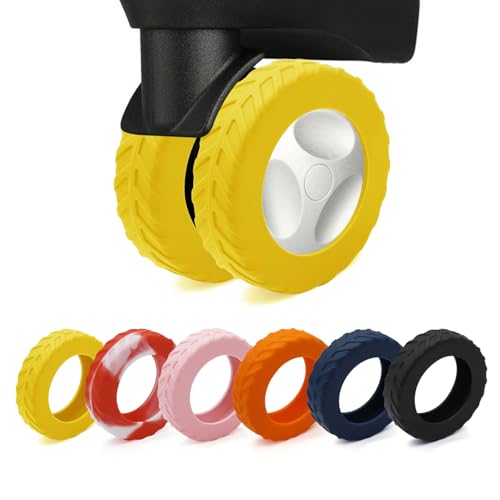 XYOFUN Luggage Wheel Covers - Upgraded 8-Pack Anti Dust & Scratch Noise Reduction Carry On/Travel Suitcase Wheel Protector - For 2-2.4" wheels - Yellow - Image 1