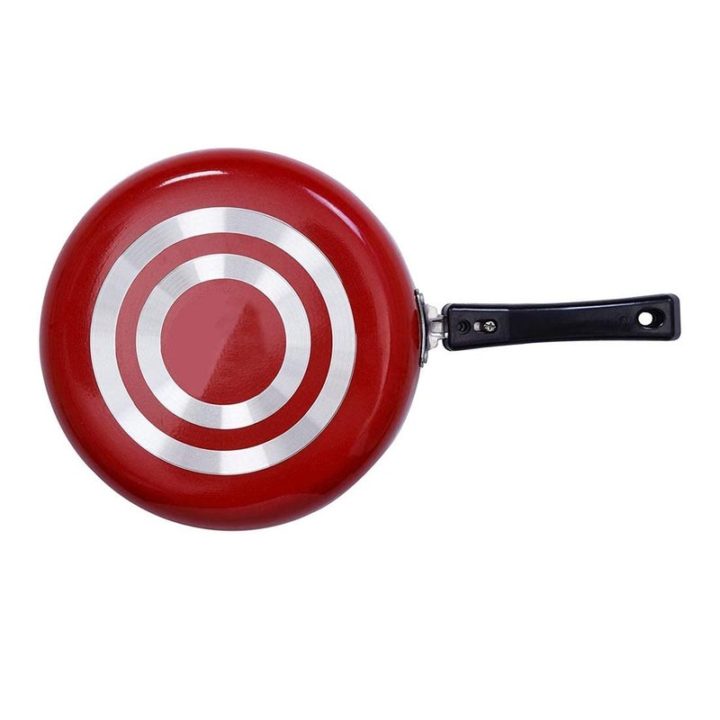 RBGIIT Aluminium Kitchen Cooking Non Stick Fry pan with Bakalite Handle Red NonStick Fry Pan 23 Diameter Ligh Weight Durable Fry Pan with Steel LID - Image 4