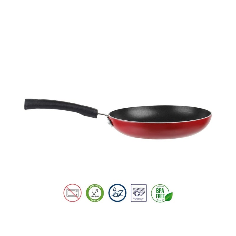 RBGIIT Aluminium Kitchen Cooking Non Stick Fry pan with Bakalite Handle Red NonStick Fry Pan 23 Diameter Ligh Weight Durable Fry Pan with Steel LID - Image 3