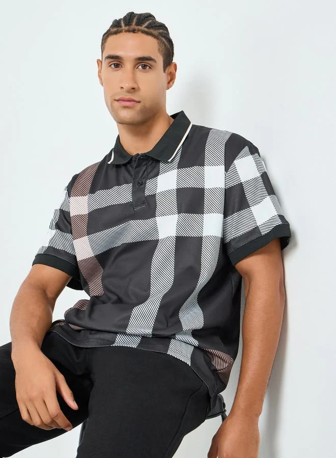 Take Two Men Checked Short Sleeve Polo