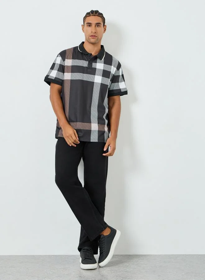 Take Two Men Checked Short Sleeve Polo