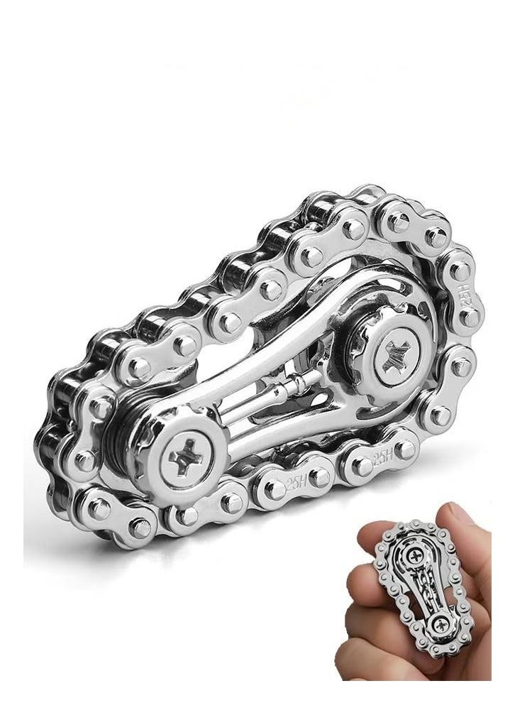 Cool Fidget Chain, Assemble Fidget Spinner Ring Toys for Kids Adults, Metal Fidgeting Sensory Bike Chain Gears Cube, Novelty Stress Relief Hand Finger Spinner Kinetic Desk Office Gift - Image 1