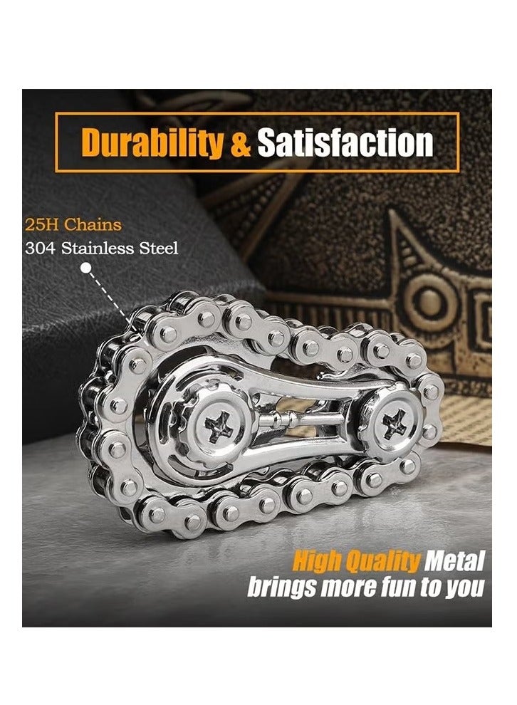 Cool Fidget Chain, Assemble Fidget Spinner Ring Toys for Kids Adults, Metal Fidgeting Sensory Bike Chain Gears Cube, Novelty Stress Relief Hand Finger Spinner Kinetic Desk Office Gift - Image 3