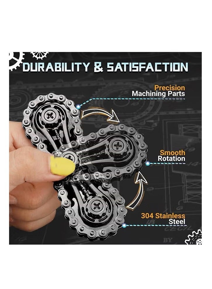 Cool Fidget Chain, Assemble Fidget Spinner Ring Toys for Kids Adults, Metal Fidgeting Sensory Bike Chain Gears Cube, Novelty Stress Relief Hand Finger Spinner Kinetic Desk Office Gift - Image 5