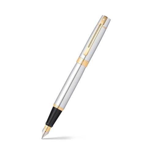 Sheaffer Gift 300 9342 Fountain Pen Bright Chrome with Gold Tone Trim | Medium Nib | Premium Pen Gift Set - Image 1