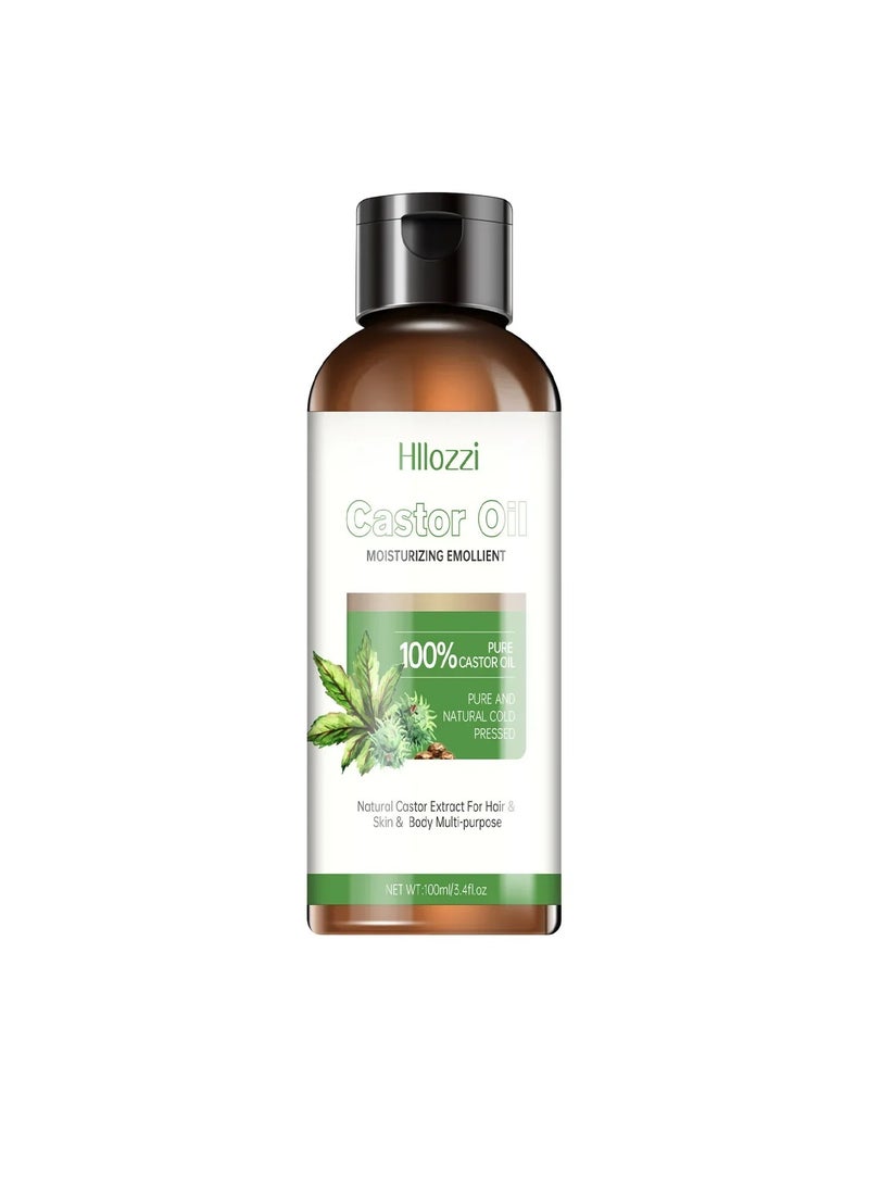 Hllozzi - Pure Organic Castor Oil, Natural Ingredients Hair Growth Essential Oil, Moisturizing Nourishing Eyebrow And Eyelash Care Oil, Hair Repair And Growth Serum For Fast Hair Growth - Image 1