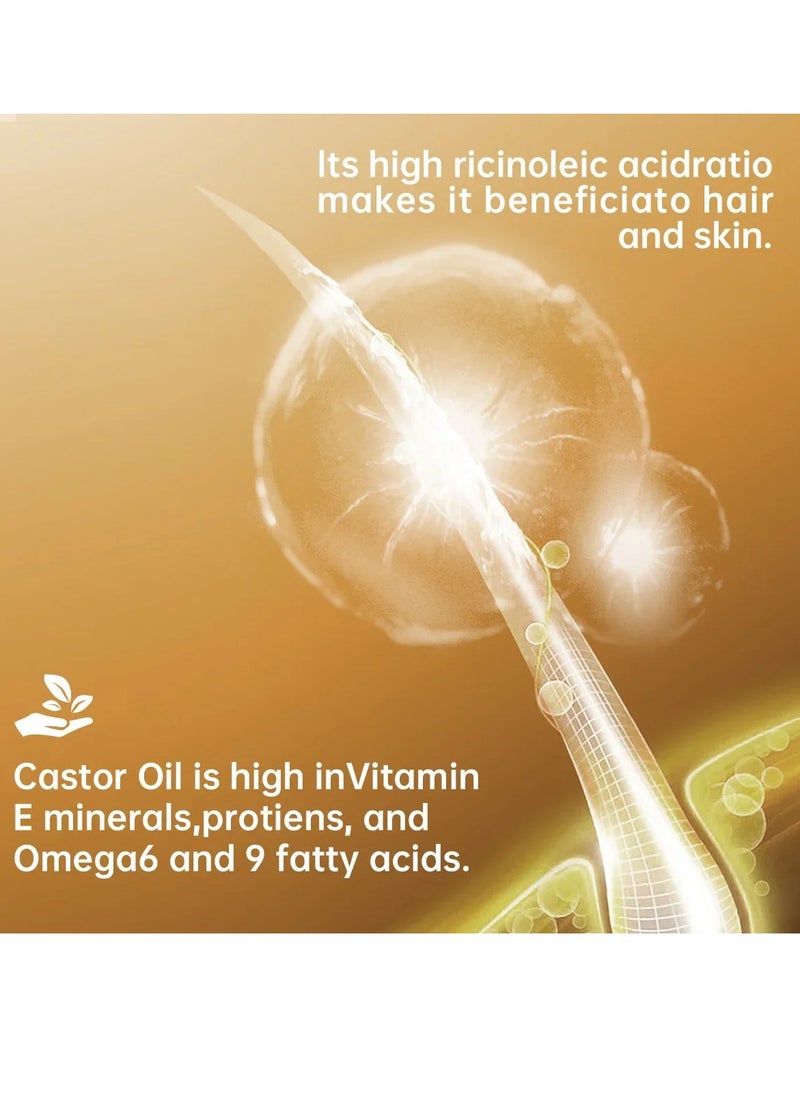 Hllozzi - Pure Organic Castor Oil, Natural Ingredients Hair Growth Essential Oil, Moisturizing Nourishing Eyebrow And Eyelash Care Oil, Hair Repair And Growth Serum For Fast Hair Growth - Image 1