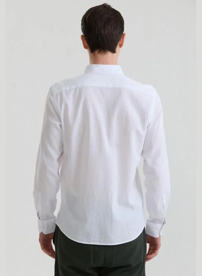 FELIX HARDY Men's Cotton Linen Blend Long Sleeve Shirt