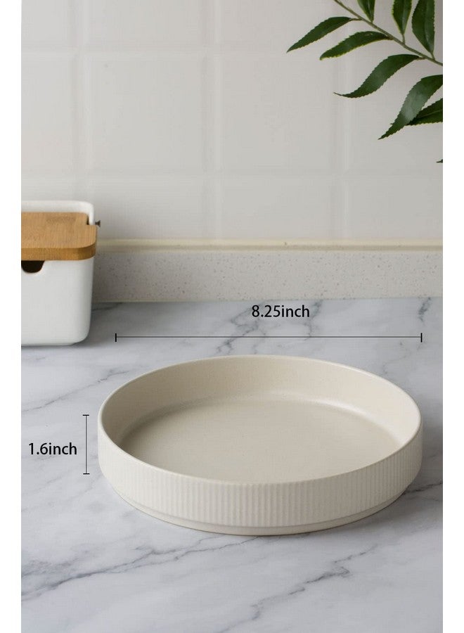 Famiware أطباق باستا فامي وير 8.25 بوصة، مجموعة أطباق عشاء كبيرة من 4، أطباق سلطات، أطباق ضحلة للأكل، بيضاء غير لامعة (تغطية كاملة) - Image 3