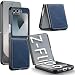 japezop Compatible with Samsung Galaxy Z Flip 6 CaseZ Flip 7FE CaseSoft Leather Phone Case with Hard Shockproof Back Cover Slim Durable for Galaxy Z Flip 6 Z Flip 7FE Blue - Image 2