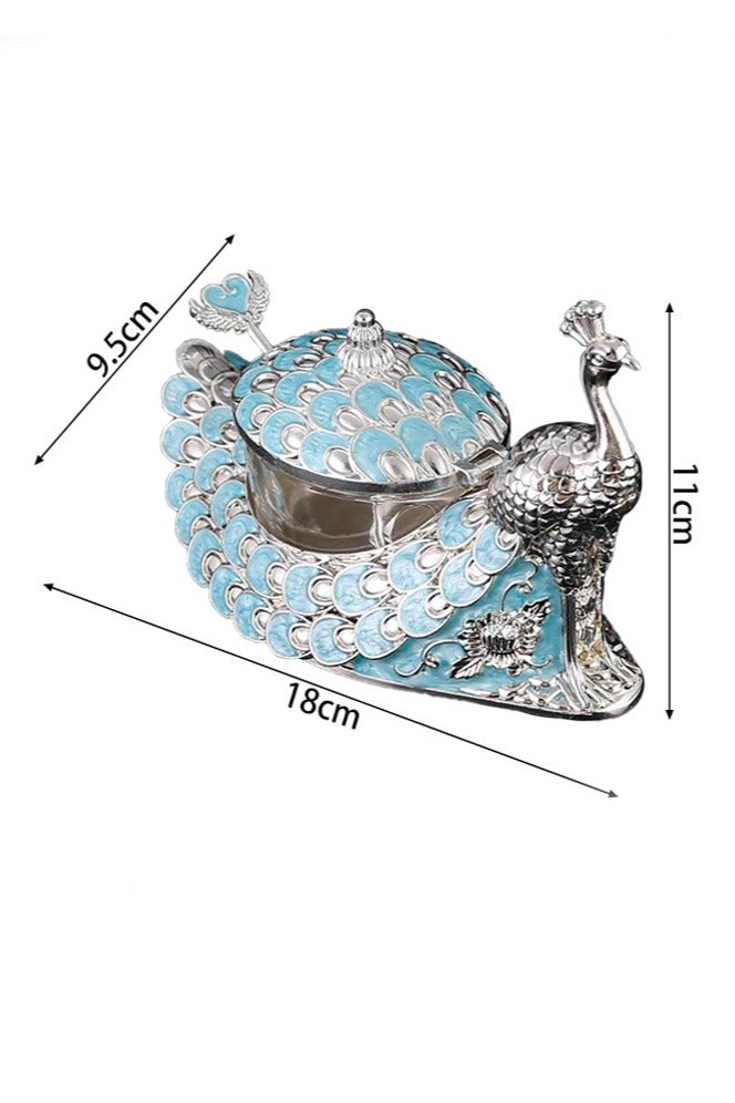 عام مرطبان حلوى على شكل طاووس، مقاوم للرطوبة ويأتي بغطاء وملعقة مرفقة؛ قطعة ديكور منزلية جميلة وعملية في آنٍ واحد. - Image 4