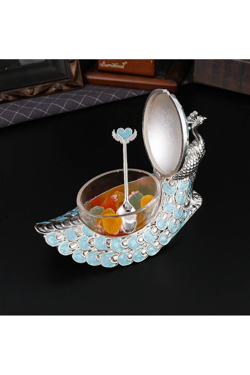 عام مرطبان حلوى على شكل طاووس، مقاوم للرطوبة ويأتي بغطاء وملعقة مرفقة؛ قطعة ديكور منزلية جميلة وعملية في آنٍ واحد. - Image 1