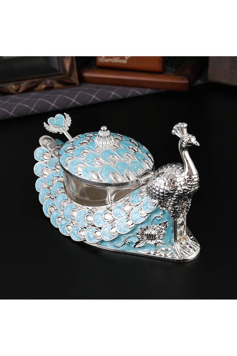 عام مرطبان حلوى على شكل طاووس، مقاوم للرطوبة ويأتي بغطاء وملعقة مرفقة؛ قطعة ديكور منزلية جميلة وعملية في آنٍ واحد. - Image 3