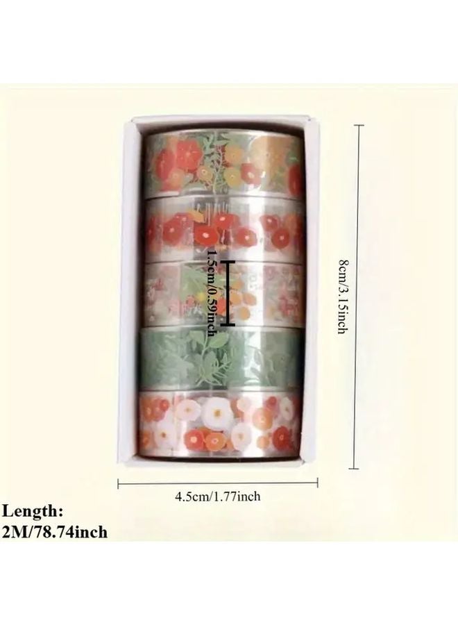 Purple Series 10 Rolls Floral Waterproof Tape with Flower Stickers for Diaries - Image 5