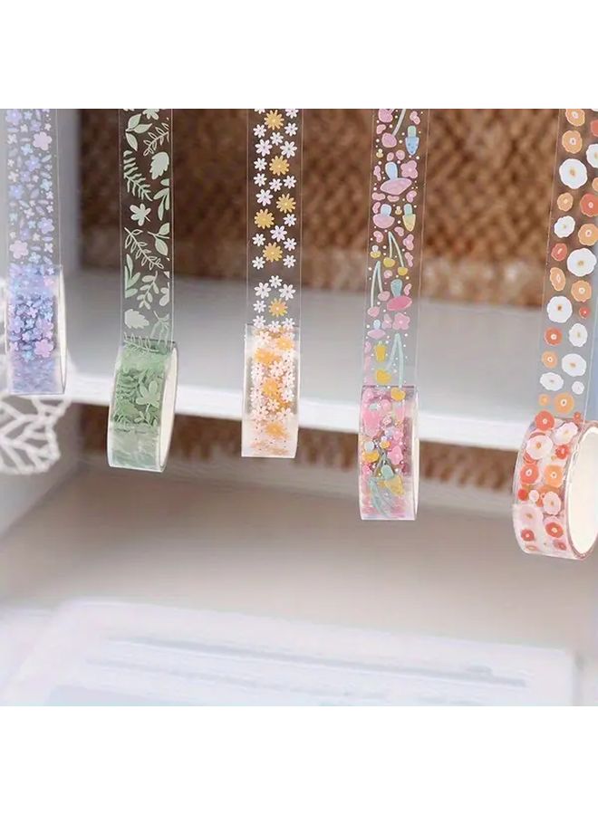 Purple Series 10 Rolls Floral Waterproof Tape with Flower Stickers for Diaries - Image 4