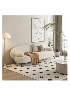 AWD Sofa Couch in Round Edges Shape, Modern Living room Furniture Sofa 3 Seater with Armrest, Sponge Fill Comfortable Couch, Composite Fabric, Sofa for Living room Salon Office Lounge Bedroom. 210cm  - Image 2