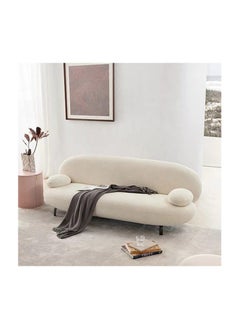 AWD Sofa Couch in Round Edges Shape, Modern Living room Furniture Sofa 3 Seater with Armrest, Sponge Fill Comfortable Couch, Composite Fabric, Sofa for Living room Salon Office Lounge Bedroom. 210cm  - Image 3