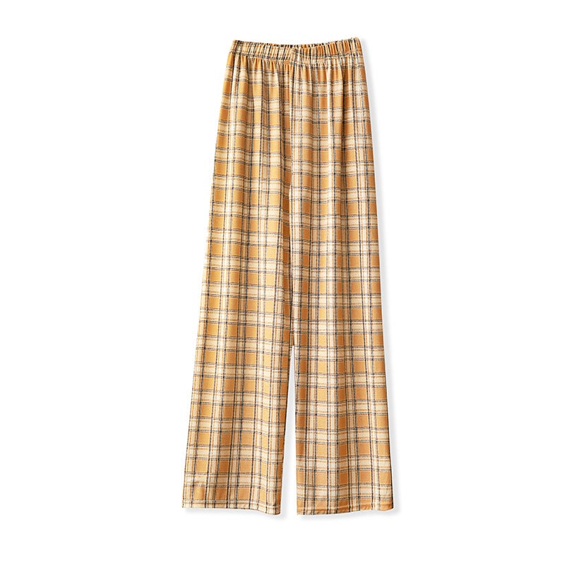 High Waist Summer Plaid Wide Leg Pants Black Plaid  - Image 2
