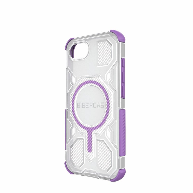 BIBERCAS For Iphone 16E Transparent Color Series Magsafe Air Bag Shockproof Phone Case(Purple) - Image 3