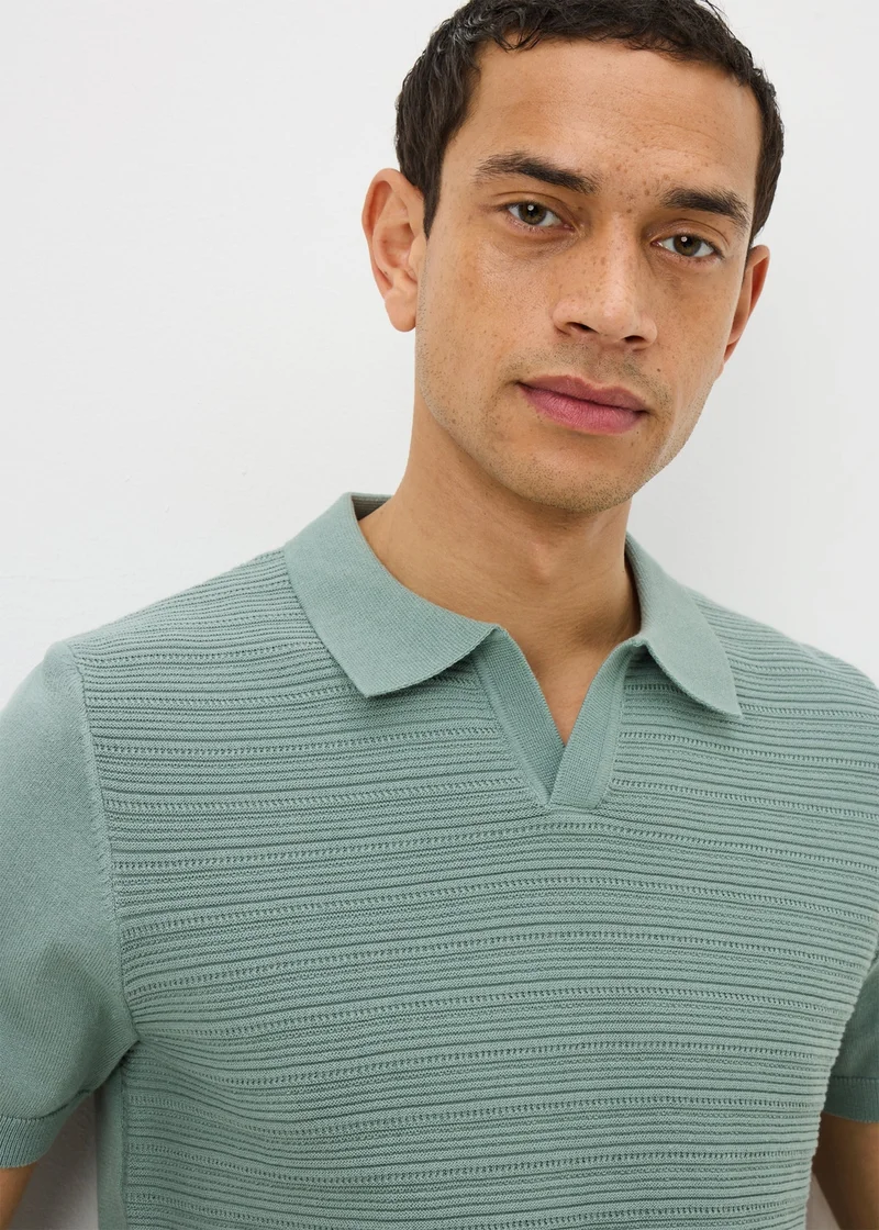 ماتلان Sage Textured Open Collar Polo Shirt