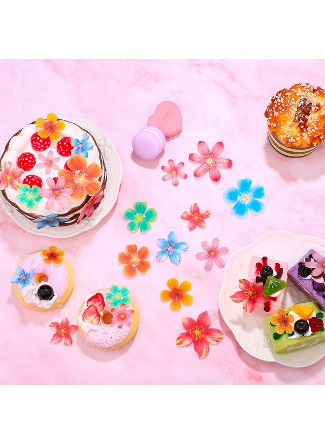 Zonon 314 Pieces Flowers Cupcake Toppers Wedding Cake Wafer Flowers Cupcake Toppers Birthday Party Food Decoration Mixed Size and Colors for Baby Shower Kids Birthday Party - Image 3