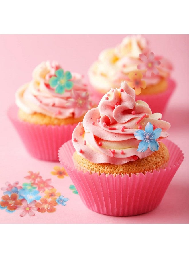 Zonon 314 Pieces Flowers Cupcake Toppers Wedding Cake Wafer Flowers Cupcake Toppers Birthday Party Food Decoration Mixed Size and Colors for Baby Shower Kids Birthday Party - Image 4