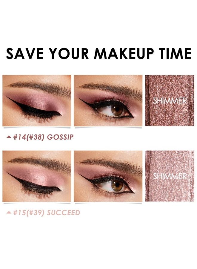 FOCALLURE 2 Pcs Shimmer Cream Eyeshadow Stick,Brightener Eyeshadow Pencil Crayon,Highlighter Eye Shadow Stick Sets with Crease-proof Formula,Long Lasting Waterproof Eye Shadow Make Up,Silky Peach  - Image 3