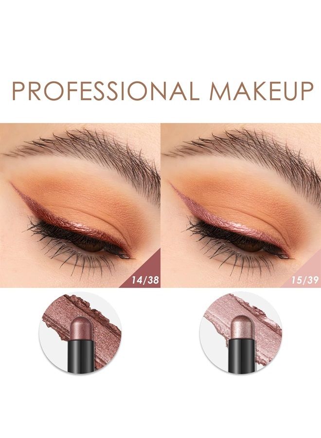 FOCALLURE 2 Pcs Shimmer Cream Eyeshadow Stick,Brightener Eyeshadow Pencil Crayon,Highlighter Eye Shadow Stick Sets with Crease-proof Formula,Long Lasting Waterproof Eye Shadow Make Up,Silky Peach  - Image 5