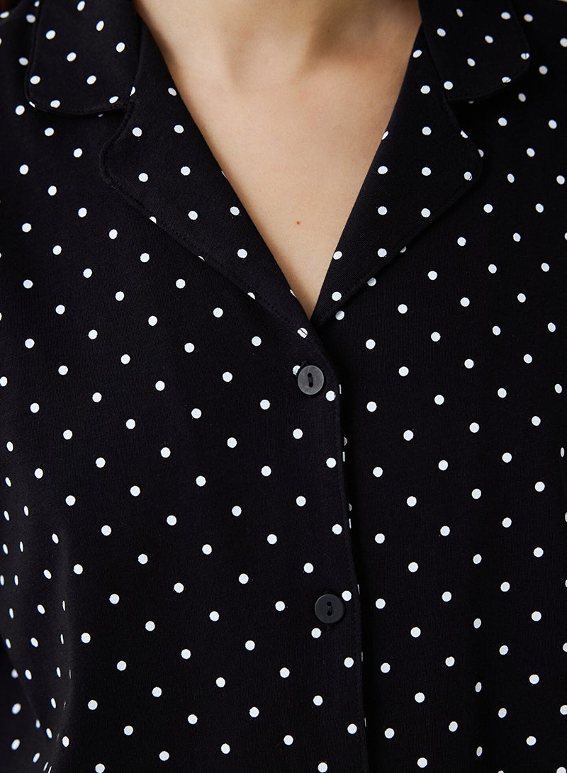 Penti Black Polka Dot Shirt Collar Short Sleeve Pyjama Set - Image 4