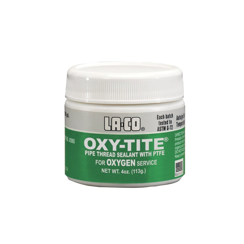 LA-CO-42805 Oxy-Tite, Premium Pipe Thread Sealant Paste with PTFE, -320 to 450 Degree F Temperature, 4 oz - White