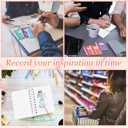 Sinload 30 Pack Mini Spiral Composition Notebooks Bulk 3. 5 x 2. 5 Inches Marble Small Tiny Blank Pocket Notebooks 80 Pages Memo Pads for Journal Office College School Students Graduation Gifts(Vivid) - Image 5