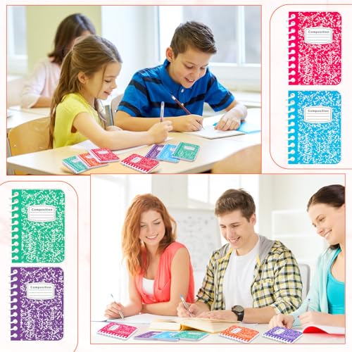 Sinload 30 Pack Mini Spiral Composition Notebooks Bulk 3. 5 x 2. 5 Inches Marble Small Tiny Blank Pocket Notebooks 80 Pages Memo Pads for Journal Office College School Students Graduation Gifts(Vivid) - Image 4