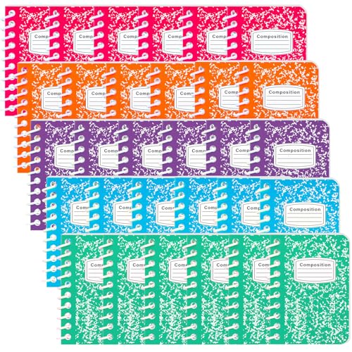 Sinload 30 Pack Mini Spiral Composition Notebooks Bulk 3. 5 x 2. 5 Inches Marble Small Tiny Blank Pocket Notebooks 80 Pages Memo Pads for Journal Office College School Students Graduation Gifts(Vivid) - Image 1