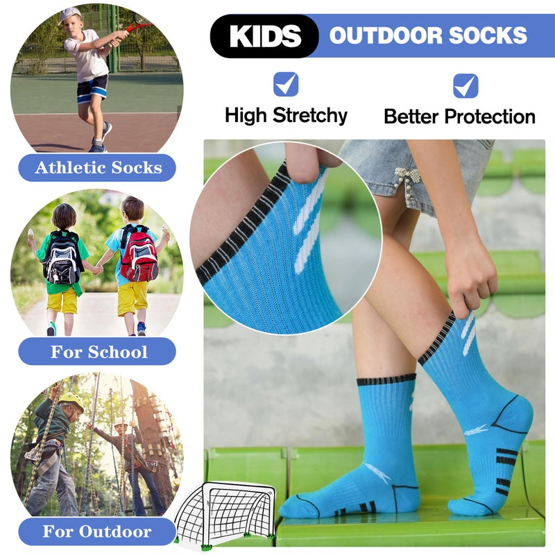 Sandsuced Kids Boys Socks Athletic Sport Basketball Youth Crew Cotton Soft Breathable Gift Outdoor Socks 6 Pairs Stocking Stuffers 3 4 5 6 7 8 9 10 11 12 13 14 years(Oblique Stripes,5-8 Years) - Image 5
