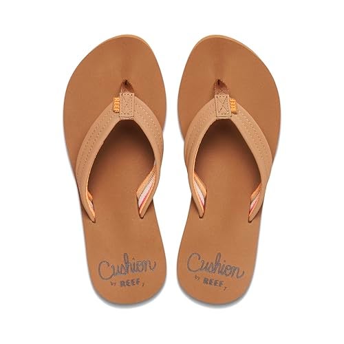 REEF Cushion Breeze Womens Flip Flop, Ultra Soft Cushion Footbed, Arch Support, Tan/Smoothie, 8 - Image 4