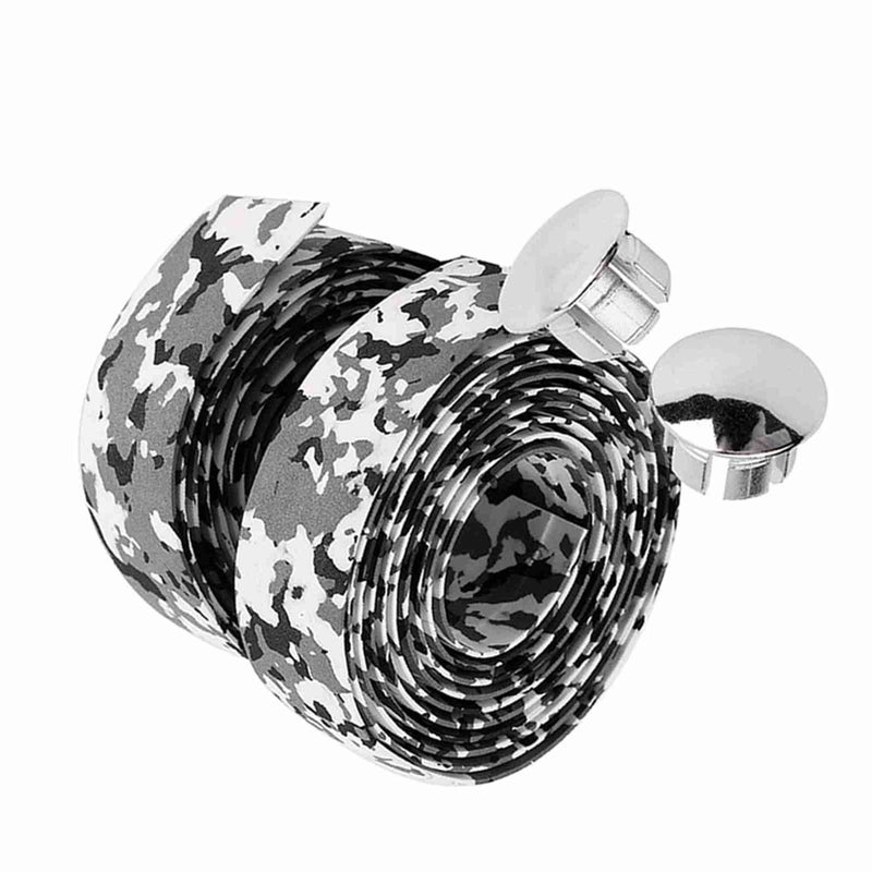 Black And White Motorcycle Handlebar Grip Tape Anti Slip Shock Absorption 2 Pieces - Image 4