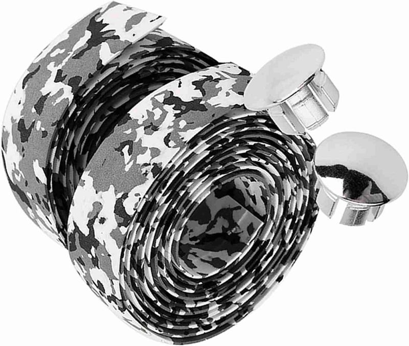 Black And White Motorcycle Handlebar Grip Tape Anti Slip Shock Absorption 2 Pieces - Image 1