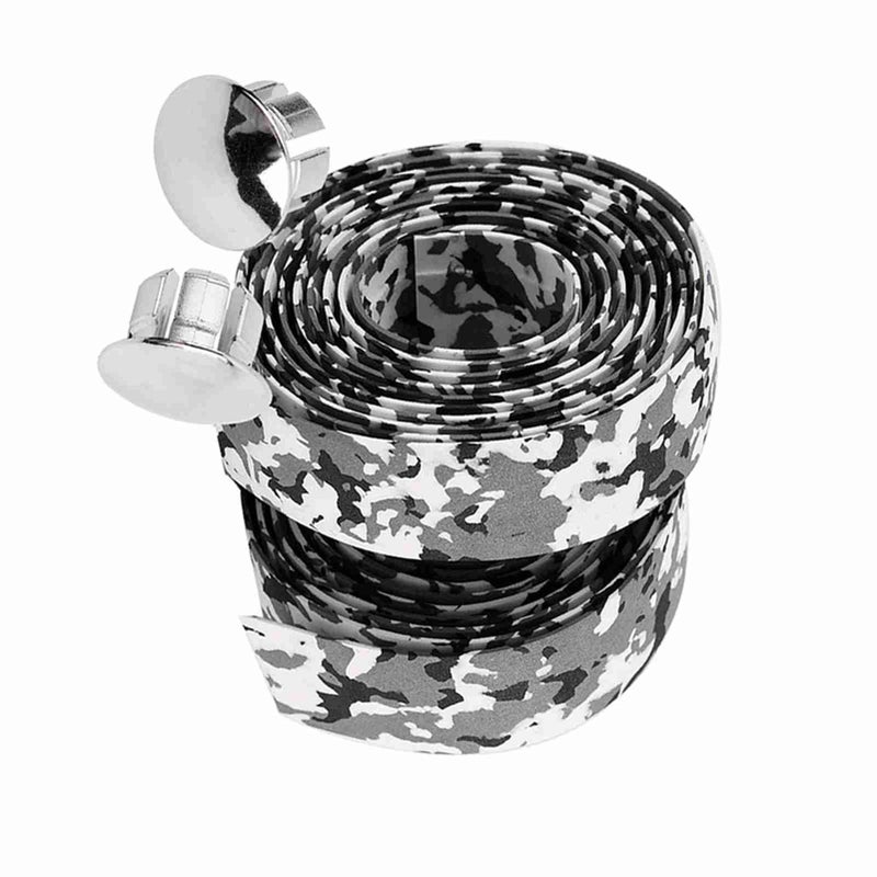 Black And White Motorcycle Handlebar Grip Tape Anti Slip Shock Absorption 2 Pieces - Image 3
