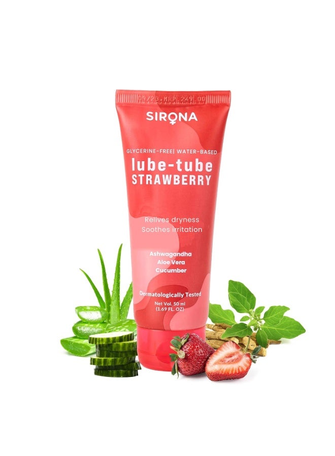 Sirona Lube Strawberry Flavoured Natural Lubricant Gel for Men & Women | Glycerine Free | Water-Based | Everyday Vaginal Moisturizer - 50 ml (Pack of 1) - Image 1