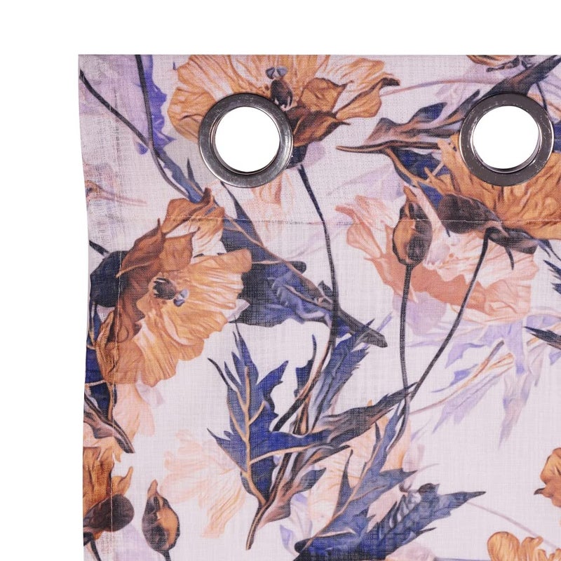 Parda Online Cotton Printed Linen Long Curtain - Big Flower Design (Pack of 2) - Image 2