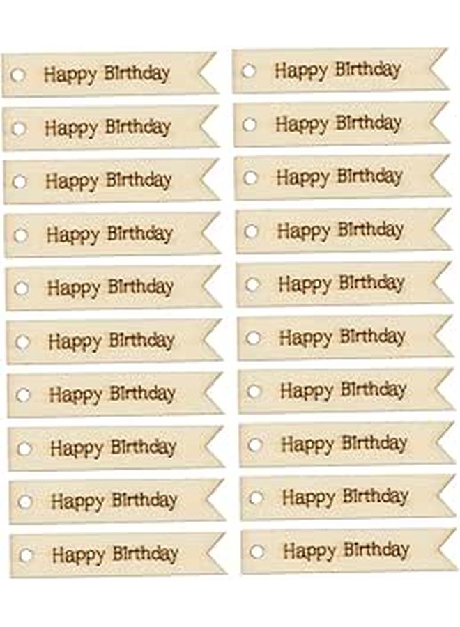 60 Wooden Letter Tags Happy Birthday Printing DIY Craft Decorations - Image 1